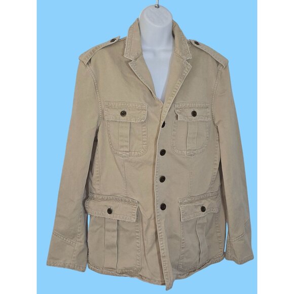 Polo by Ralph Lauren Size L Khaki Colored Utility Blazer Jacket Coat - Picture 1 of 8